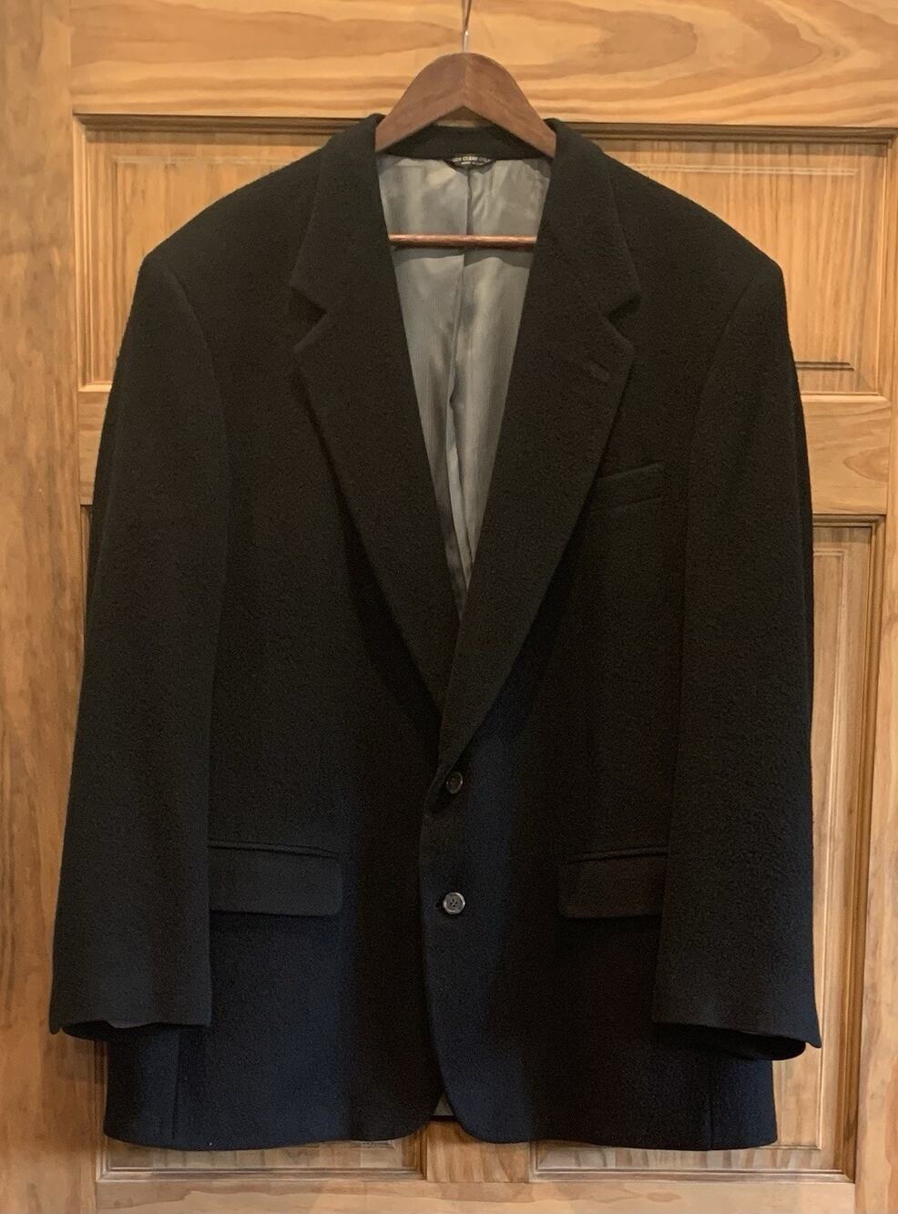 Roundtree & Yorke Black Camel Hair Blazer Sport Coat Mens 46L